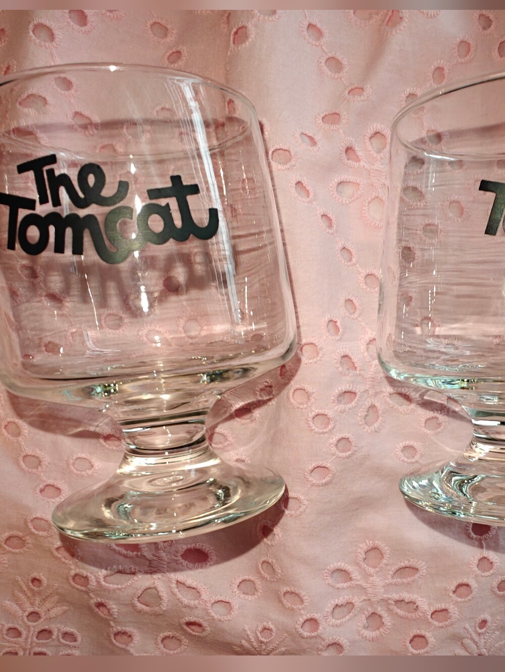 The Tomcat 1970s Set Of 2 Whiskey Liqueur Glassware Vintage